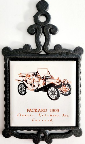 1960-70s Decorated Tile Trivet OB Packard Car 1909 Classic Kitchs Inc MIJ C88 Item image 3
