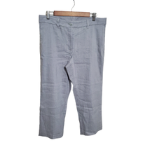 J.Jill (12) Linen Stretch Gray/White Straight Leg Crop Pants  - $34.99