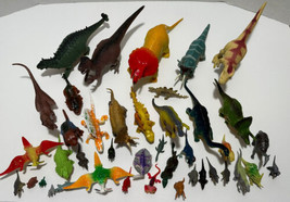 Lot of 40 Dinosaur Figures Hard Plastic Rubber Toys 1 - 6 inches Vintage - £39.20 GBP