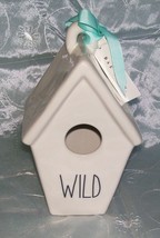Rae DUNN- Wild Birdhouse White / Light Aqua Blue Ribbon - Elongated Font -NIB - £10.51 GBP
