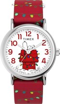 Timex x Peanuts Women&#39;s Weekender Holiday 38mm Watch - Red Strap White Dial - $55.95