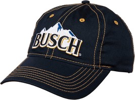 BUSCH BEER ROCKY MOUNTAIN TEXT LOGO NAVY BLUE ADJUSTABLE CURVED BILL HAT... - $17.05