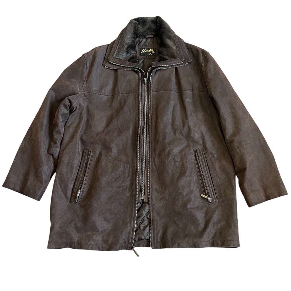 Scully Men’s Brown Leather Suede Double Collar Jacket Sz XL Western Chor... - $89.05