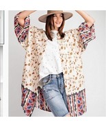 EASEL Border Printed Rayon Boho Challie Kimono NWT Size Small - £27.08 GBP