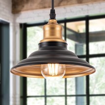 Farmhouse Hanging Light Fixtures Pendant Industrial Black Gold Kitchen Metal Bar - £50.35 GBP