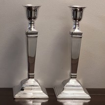 Pottery Barn Silver Taper Maxfield Hotel Candle Stick Holders Pair Large NICE - £75.17 GBP