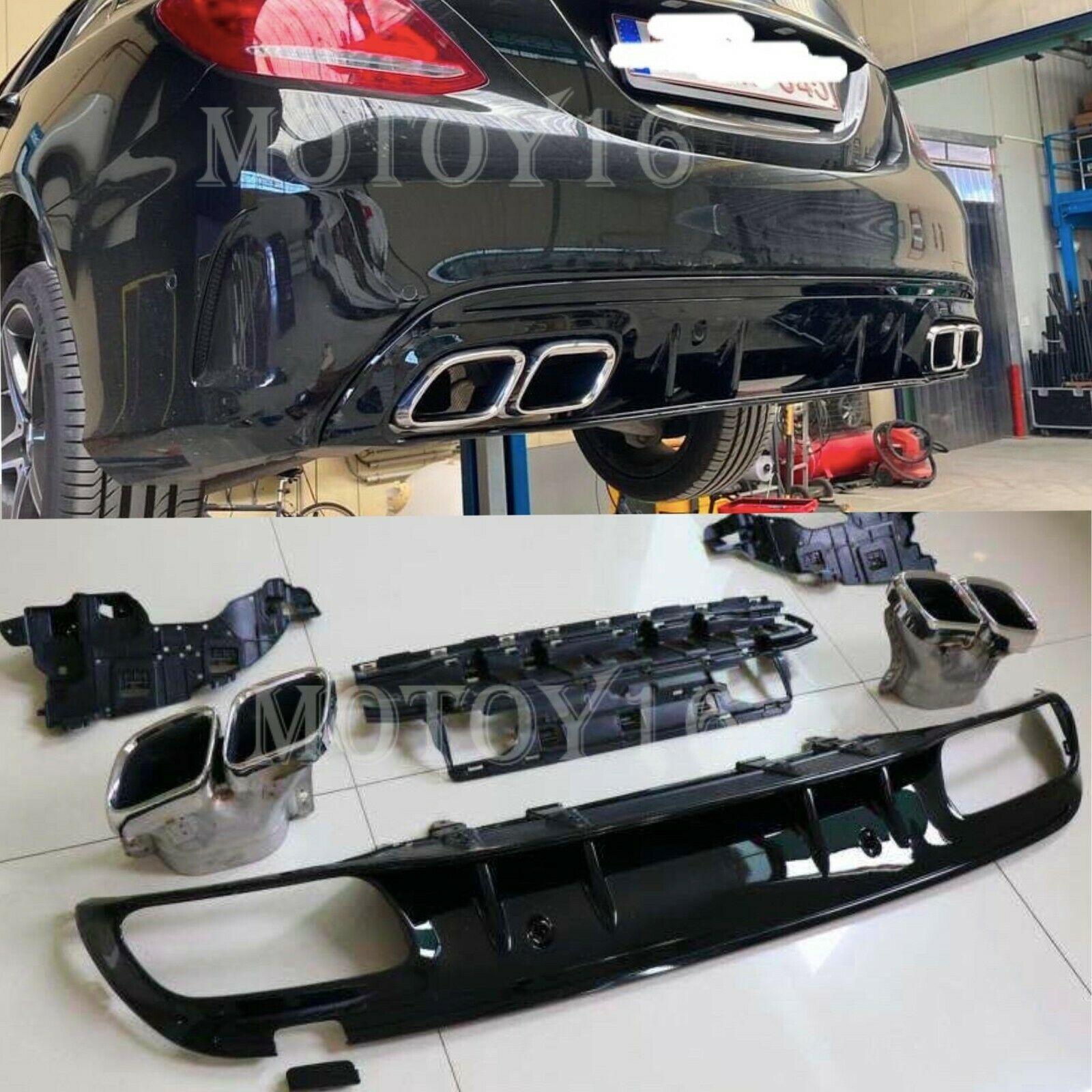 Primary image for C63s Rear diffuser Chrome Exhaust tip for Mercedes C W205 AMG Bumper Sedan 15-20