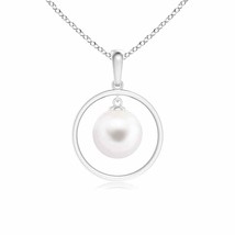 ANGARA Freshwater Pearl Open Circle Dangle Pendant in 14K Solid Gold - £236.64 GBP