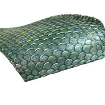 Tilapia Fish Skin Hide Leather Glamorous Glitter Craft Supply Green Gold - £5.09 GBP