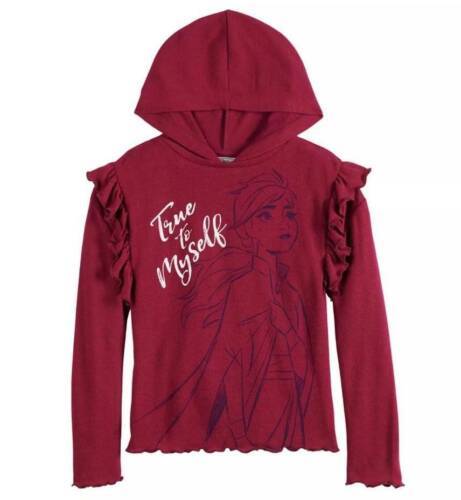 Primary image for Girls Shirt Disney Frozen Red Long Sleeve True To Myself Hooded Shirt $34-size L