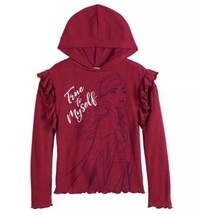 Girls Shirt Disney Frozen Red Long Sleeve True To Myself Hooded Shirt $34-size L - £11.87 GBP