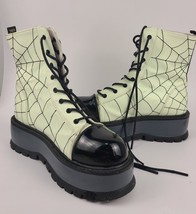 Demonia Glow in the Dark Spiderweb Lace Up Boots 2 Inch Platform Size 8 1/2 - $65.00