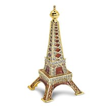 Bejeweled Crystal Gold-Tone Enameled Paris Eiffel Tower Ring Holder - £55.86 GBP