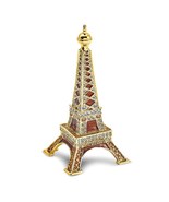 Bejeweled Crystal Gold-Tone Enameled Paris Eiffel Tower Ring Holder - £56.74 GBP