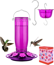 Glass Hummingbird Feeder for Outdoors Hanging Ant and Bee Proof Ant Moat for Hum - £27.29 GBP