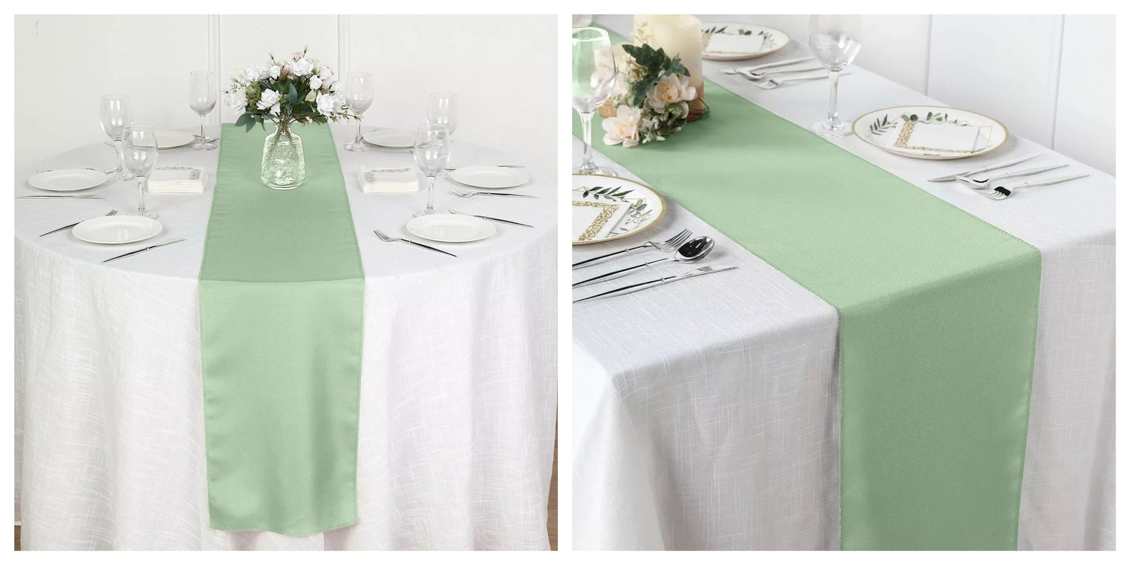 12x108&quot; SAGE GREEN POLYESTER Table RUNNER Wedding Party Home Kitchen Lin... - $24.99