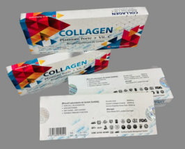 2 Boxes Collagen Platinium Forte + Vitamin C Anti Aging Skin- Free DHL E... - $3,767.59 MXN