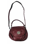 Lucky Brand Burgundy Red Leather Braided Strap Flap Purse Handbag Heart ... - $69.29