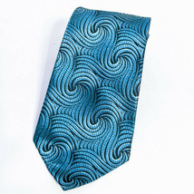 Men&#39;s Brand Q Black Blue Turquoise Swirls 100% Polyester Tie - Wide - £9.16 GBP