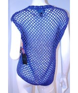 CYNTHIA ROWLEY Knit BLUE Glitter Assymetric Hem SWEATER Top ( M ) - $121.76 CAD
