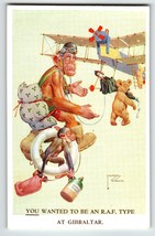 Monkey Pilot Airplane Bear Postcard Larson Wood Signed Fantasy Anthropomorphic - £22.38 GBP