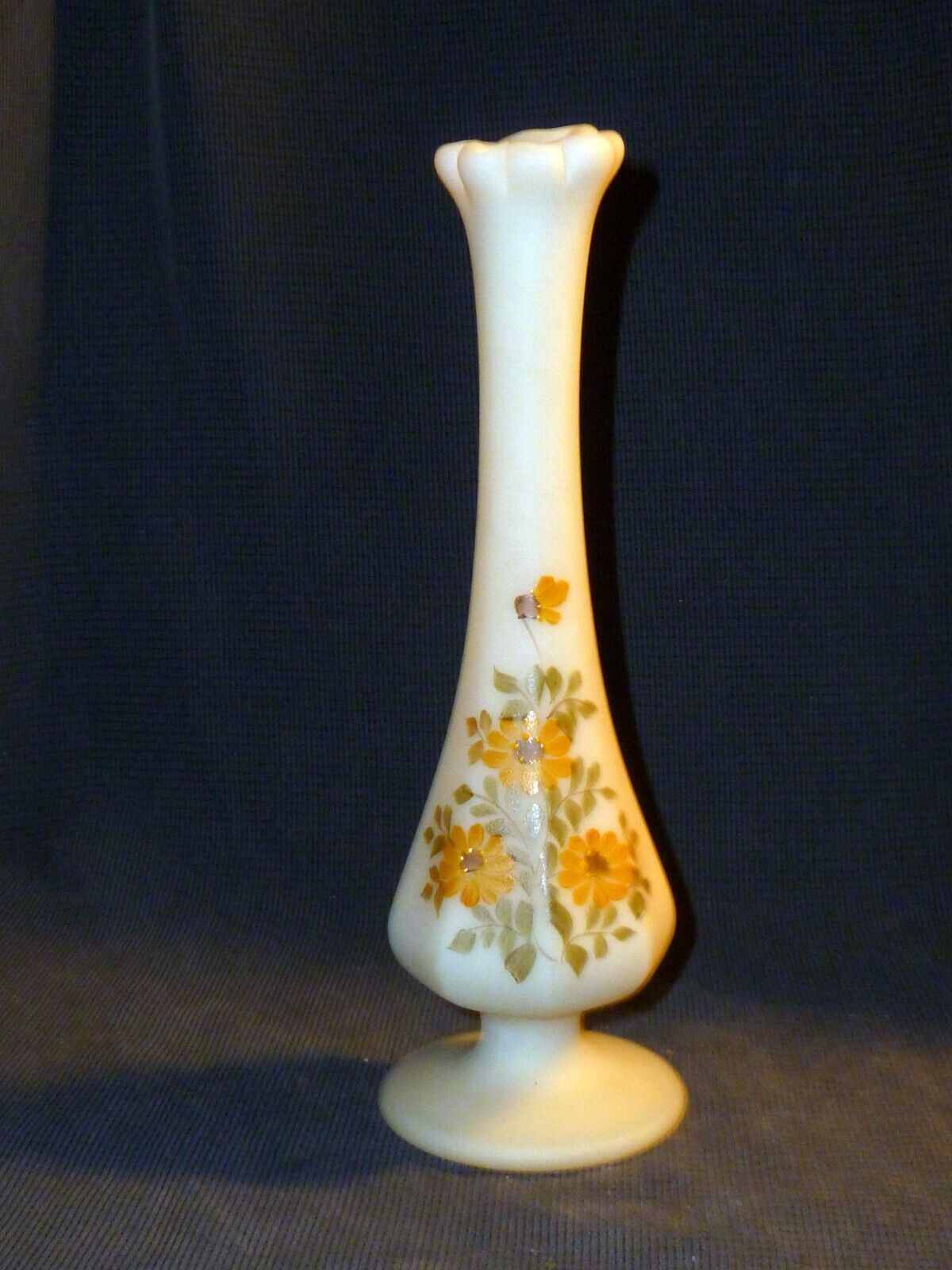 Primary image for Vintage Fenton Labeled Single Stem Vase Signed Jackie D. 7.5"