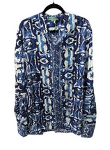 Antica Sartoria L/XL Blue White Button Down Tunic NWOT Coastal Chic Old ... - $45.54