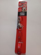 Petmate Reflective Paw Small 3/8&quot; X 5&#39; Red Dog Leash - £9.39 GBP