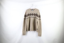 Vintage Abercrombie &amp; Fitch Mens XL Wool Knit Fair Isle Nordic Crewneck Sweater - £54.08 GBP