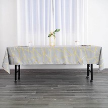Silver Gold 60&quot;&quot;X102&quot;&quot; Polyester Rectangle Tablecloth Geometric Pattern ... - £16.37 GBP