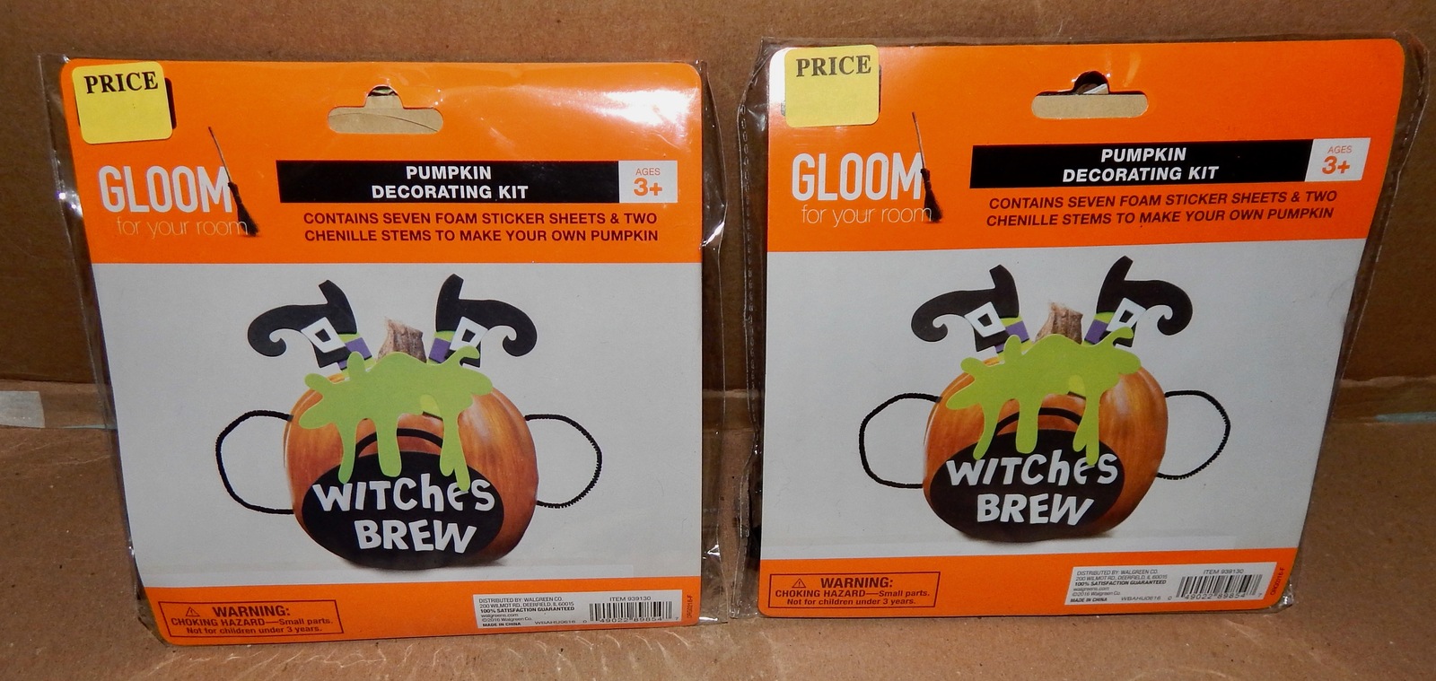 Halloween Craft Pumpkin Decorating Kits 2 Each Witches Brew Foam 169U - $5.49