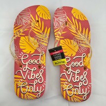 Flip Flops Good Vibes Only Womens Extra Large beach pool camping casual NWT - £10.07 GBP