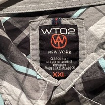 WT02 New York Short Sleeve Plaid Men Shirt XXL Front Pockets - $16.83
