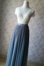 DARK GRAY Long Tulle Skirt Women Custom Plus Size Holiday Tulle Skirt image 3