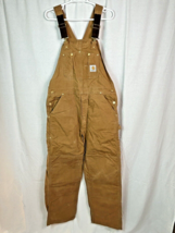 Carhartt R01 Coverall Mens 38 x 32 Brown Duck Canvas Bib Straight Double... - $98.01