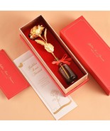  Rose Real Gold Dipped Rose with Gold Flakes Valentine&#39;s Day Bir - £37.09 GBP