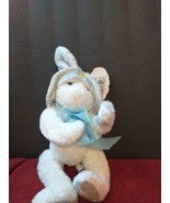 Vtg Wishpets Girl Bunny Rabbit  W/ Hat  &amp; Bow 10&quot; 2000 Easter Stuffed An... - £6.22 GBP
