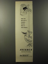 1953 Avianca Airlines Ad - Daily from New York to Colombia.. shortest route - £14.72 GBP