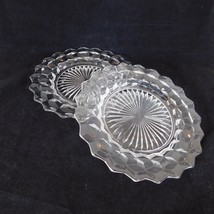 Set of 2 Fostoria American Clear 8&quot; Salad Plates Cube Motif Ray Center Vintage - £11.59 GBP