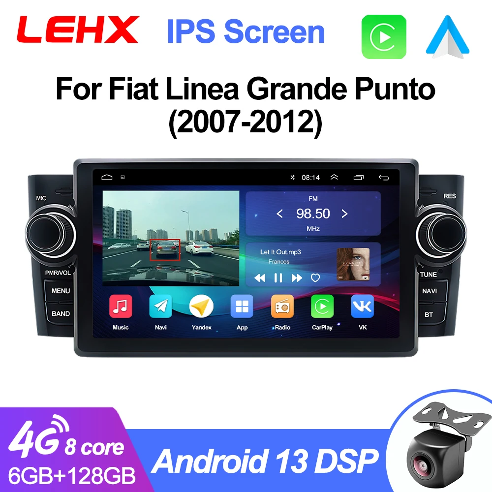 LEHX L6 Pro 1din Android 13 Auto Car Radio Multimedia For Fiat Grande Punto - £110.85 GBP+