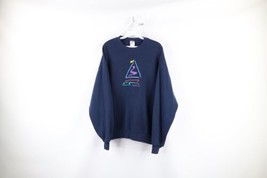 Vtg 90s Streetwear Womens Large Faded Rainbow Sailboat Crewneck Sweatshirt USA - £31.07 GBP