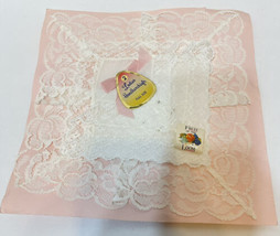 Vintage Fruit of the Loom Ladies 2 Handkerchiefs White Cotton Lace Full Size - £11.46 GBP