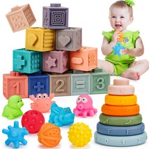 26Pcs Soft Montessori Toys For 1 2 Year Old Sensory Infant Teething Toy Stacking - £39.95 GBP