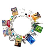 HARRY POTTER BOOK COVERS CHARM BRACELET with Velvet Gift Bag Metal Themed Charms - £13.54 GBP