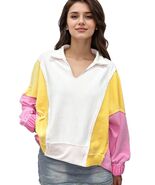 Buxitt Colorblock Oversized V-Neck Dolman Sleeve Sweatshirt Patchwork Si... - $430.46 MXN Buxitt Colorblock Oversized V-Neck Dolman Sleeve Sweatshirt Patchwork Si... - $430.46 MXN