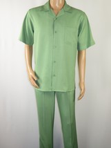 Men MONTIQUE 2pc Walking Leisure Suit Matching Set Short Sleeves 696 Apple Green - £31.79 GBP