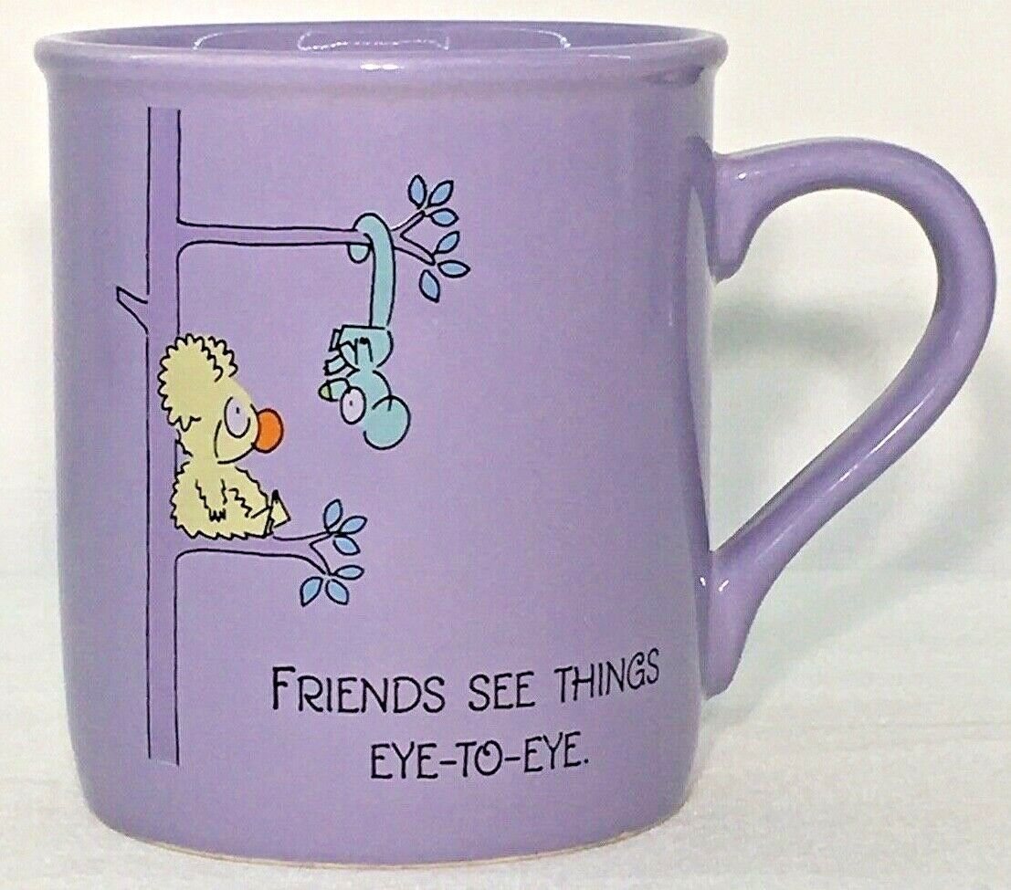 Vintage Hallmark FRIENDS SEE THINGS EYE TO EYE Coffee Mug Lavender 2 Sided - $12.16