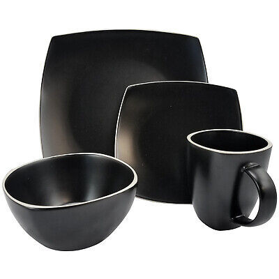 Primary image for Gibson Soho Lounge Matte 16 pc Stoneware Dinnerware Set Black