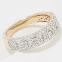 1/2CT Lab-Created Diamante Grappolo Fede Nuziale Placcato Oro Giallo Argento - £182.87 GBP