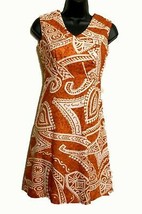 Tohki Hawaii Mod Sun Dress size 6 Cotton Bark Cloth Abstract Print True ... - $49.45